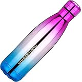 Rainbow Insulated Water Bottle 17 oz Stainless Steel Water Bottle Double Wall Vacuum Water Bottles for Kids Girls Women Keeps Drinks Cold and Hot for Outdoor Sports Travel