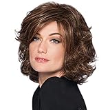 Oufenli Short Bob Hair Wig 11'' Short Curly Hair Heat Resistant Fiber Synthetic Natural As Real Wig for Black White Women Daily Costume Cosplay Wig (Brown) (Brown)