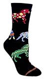 Colorful Horses Black Ultra Lightweight Cotton Crew Socks - Made in USA