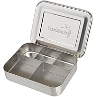 LunchBots Large Cinco Stainless Steel Lunch Container - Five Section Design Holds a Variety of Foods - Metal Bento Box - Dish