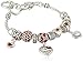 Amazon Collection Silver-Tone Heart Charm Bracelet, 7.5
