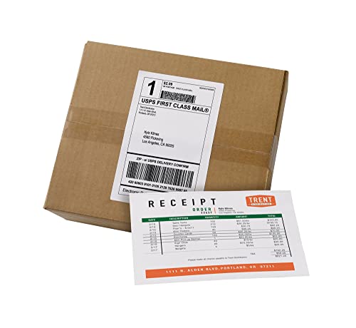 Avery Printable Shipping Labels with Paper Receipts, 5-1/16" x 7-5/8", White, 100 Blank Mailing Labels (27900)