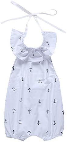 Baby Girl's Sailor Outfit Set Anchor Ruffles Summer Clothes with Headband