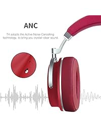 Bluedio T4 (turbina) cancelación de ruido auriculares active sobre la oreja, inalámbrico Bluetooth con micrófono, Rojo