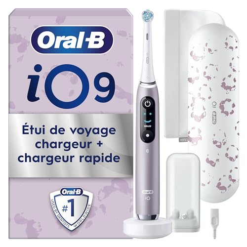 Oral-B iO Series 9 Édition Spéciale, Brosse à dents électrique, Connectée Bluetooth, 7 Modes de brossage, 1 Étui De Voyage, 1 Pochette, Rose Quartz