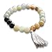 Mana Vibes Original Essential Oil Beaded Diffuser Bracelet with Tassel, Semi Precious Gemstones, Lava Beads, Tassel Bracelet (Amazonite with Black Lava Beads)