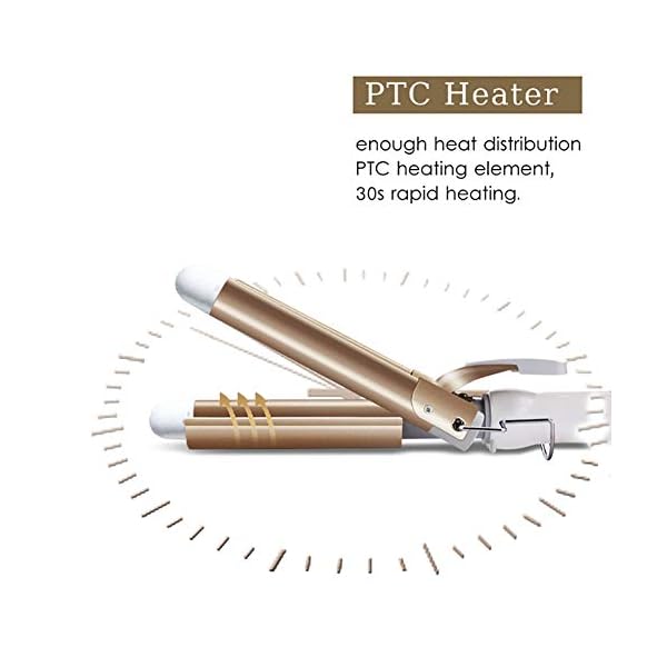 CreBeau-3-Barrel-Hair-Curler-25-mm-Hair-Waver-Curling-Iron-Wand-Adjustable-Temperature-with-Two-Gear-Temperature-Control-for-BeachyFrizz-Free-Waves-for-Women-Gold CreBeau 3 Barrel Hair Curler, 25 mm Hair Waver Curling Iron Wand Adjustable Temperature with Two Gear Temperature…