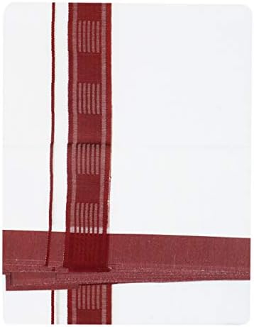 RIRO Men's Cotton White Double Dhoti/Sarong/Mundus/Vesti With Color Borders_(Pack of 1)_Size : 4 Meter_Model NO…