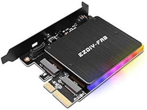 EZDIY-FAB Dual M.2 Adapter for SATA and PCIE NVMe SSD with 5V ARGB Heatsink,Support NGFF PCIe SSD (M Key),M2 SATA SSD (B&amp;M Key) 2280 2260 2242 2230