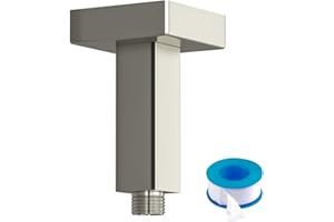 Lordear Shower Arm 3 Inch Brushed Nickel Ceiling Mount Shower Arm and Flange,3” Shower Head Extension Arm Design for Rainfall Showerhead,Square