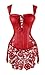 Kimring Women's Steampunk Gothic Sexy Faux Leather Shoulder Strap Valentines Corset Dress Plus Size Red 6X-Large