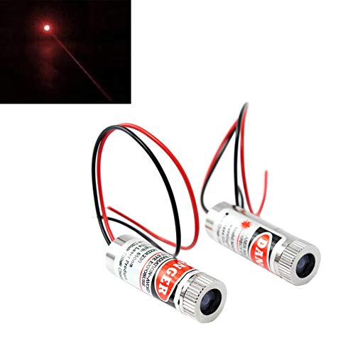 WayinTop 2pcs 650nm 5mW Focusable Focus Adjustable Lens Laser Red Dot Diode Module 3-5V with Driver Plastic Lens (Dot Laser)