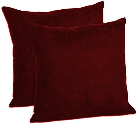 MoonRest Pack of 2- Suede Square Decorative Throw Pillow Covers Sofa sham Solid Colors Couch Cushion Pillowcases (18 x 18 Burgundy)