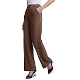 ESOFT Womens Dress Pants Wide Leg Women High Waisted Business Casual Trousers with Pockets Pull On Stretchy Work Pants Coffee 2XL 30" Inseam