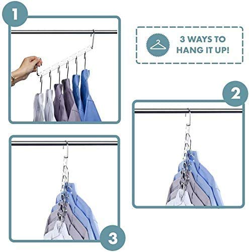 DECOZY-Magic-Clothes-Hangers-Smart-Closet-Saver-Pack-of-6--Heavy-Duty-Chrome-Steel-Space-Saving-Wonder-Hanger-Wardrobe-Organizer-System-for-Wrinkle-Free-Organization