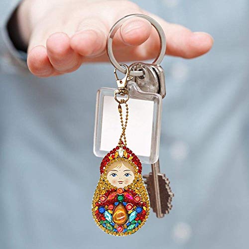 5D DIY Diamond Painting Keychain, 5 pcs Doll Shape, Mosaic Making Full Drill Special Shape Diamond Painting Kit for Bags, Smartphone Straps, 5 Pack - Thumbnail 4
