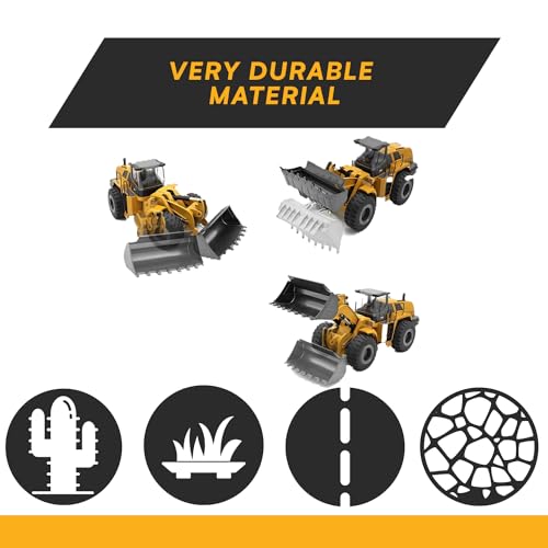 Top Race 10 Channel RC Bulldozer Full Functional Remote Control Front Loader Construction Tractor - Full Metal Toy, 1:14 Scale, Remote Control Construction Vehicles, Can Dig up to 3.5 lbs