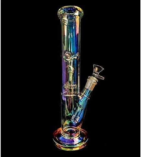 11.5 inch Pipe Dual Water Percolator Decorate Glass Bottles at Home Glow in The Dark Hand-Made Glass Crafts - Easy to Grip and with Ice Shelf