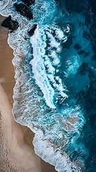 Brown Beach White Deep Blue Waves Ocean Theme Area