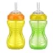 Nuby 2-Pack 10 oz No-Spill Cup with Flexi Straw, Green/Yellow