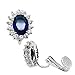 Blue CZ Clip On Earrings Crown Oval Wedding Women Fashion