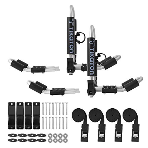 Kayak Roof Rack for 2 Kayaks, Tikaton Foldable Kayak Car Rack with 4pcs