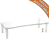 Clear Computer Monitor Riser with Height Adjustable Multi Media Desktop Stand for Flat Screen LCD LED TV, Laptop/Notebook/Xbox One,HD01T-001