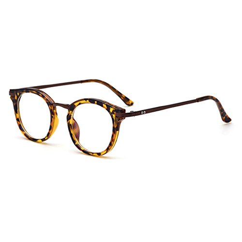 D.King Vintage Round Prescription Eyeglasses Horn Rim Clear Lens Eye Glasses Frame Leopard