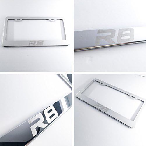 One Polish Chrome Laser Engraved r8 Stainless Steel USA License Plate Frame 12.25" x 6.5" Audi