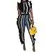 Uni Clau Women's Sleeveless Stripe Ruffle Bodycon Long Pants High Waist Party Jumpsuits Romper Plus Size