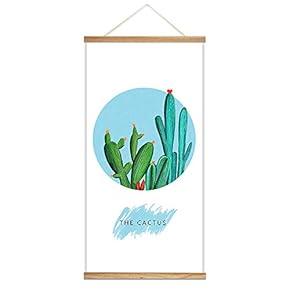 Hanging Poster Wooden Framed Fashion Beautiful Cactus Theme Home Wall Canvas Prints Ready to Hang - 18"x36"