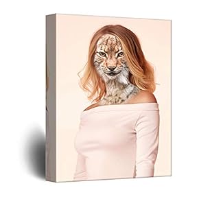 Canvas Wall Art Interesting Animal Head Portraits Painting Artwork for Home Prints Framed - 12x18 inches