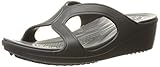 crocs Women's Sanrah Wedge Sandal, Black/Graphite, 7 M US