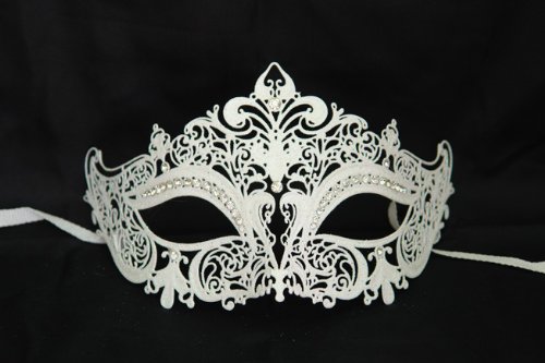 Venetian Grand Swan Crown Design Laser Cut Masquerade Mask Vibrantly Decorated and Intricately Detailed