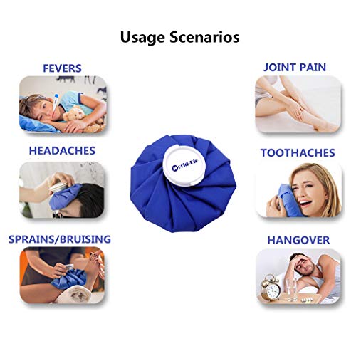 2 Reusable Hot Cold Therapy Ice Bag Pack (9") & Breathable Wrap with Elastic Strap, Soothing Relief for Head Tension, Migraine, Shoulder Surgery, Back Joint Pain, Hip Replacement, Knee Injuries