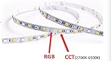 LGIDTECH LED Strip Lights Flexible UL Listed 300 Units 5050SMD 5 Meters DC 12V RGB+CCT Color Changing and Color Temperature Adjustable IP65 Waterproof for Christmas,Seasonal Holidays Decoration