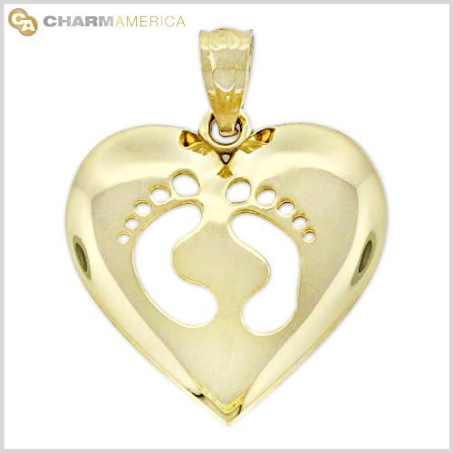Gold Baby Feet Charm - 10 Karat Solid Gold