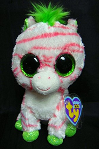 Ty Retired Justice Exclusive Rare SAPPHIRE the Pink/White/Green ZEBRA 6" Beanie Boo