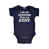Apericots I Get My Attitude From My Aunt Funny Short Sleeve Baby Bodysuit