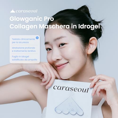 caraseoul Glowganic Pro Collagen Hydrogel Face Mask - Niacinamide (Vitamin B3) and Adenosine, Moisturizing and Brightening, Pore-Minimizing, Korean Skincare, Vegan, Night Face Masks [4 Pieces]