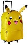 Pokemon Pikachu 3D Back to School Rolling Backpack - Anime Character Book Bag with Plush Ears, Yellow