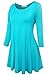 JollieLovin Womens 3/4 Sleeve Loose Fit Swing Tunic Tops Basic T Shirt(1X,Lake Blue)