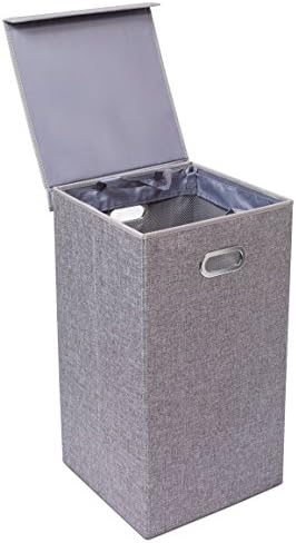 Birdrock Home Single Laundry Hamper With Lid And Removable Liner Linen Easily Transport Laundry Foldable Hamper Cut Out Handles