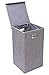 BIRDROCK HOME Laundry Hamper with Lid | Removable Bags for Sorting Clothes | Sectioned Laundry Basket for Bedroom & Bathroom | Collapsible Storage Bin with Cover | Single, Grey