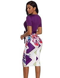 Silindashop - Vestido de mujer Bodycon con lápiz, de negocios, para trabajo, patchwork, fiesta, hasta la rodilla, con cinturón