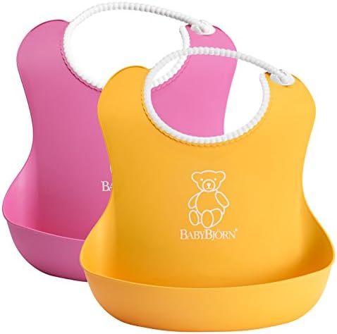BabyBjorn Soft Bib, 2 count, Pink/Yellow