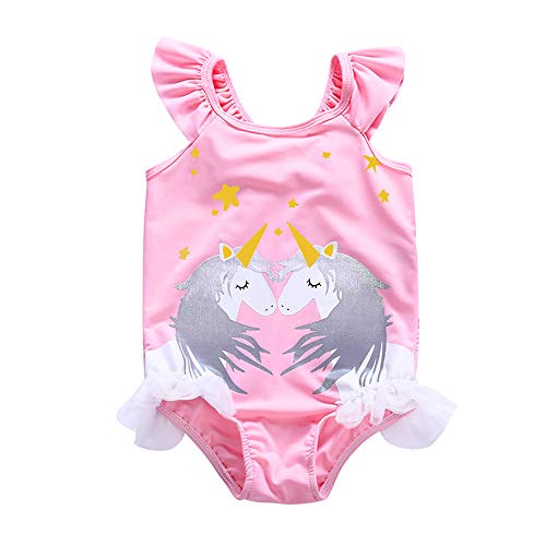 Baby Toddler Girl Unicorn Swimsuit-One Piece Swimwear Infant Toddler Cartoon Sunsuits Bathing Suits for Baby Girls Age1 2 3 4 5 6 7 - Thumbnail 7