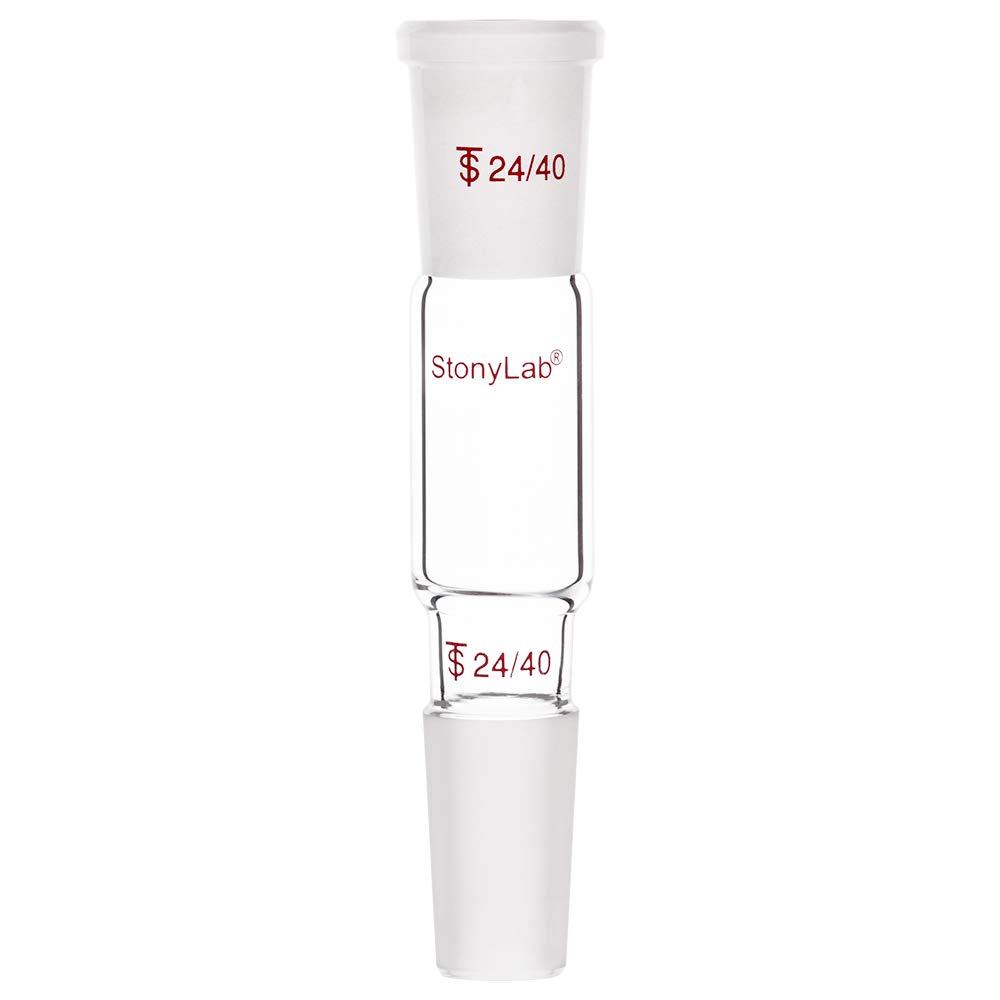stonylab Borosilicate Glass Straight Connecting Adapter, 70 mm Between 24/40 Outer Joint and Inner Joint for Laboratory
