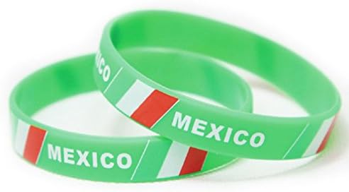 Fifa Worldcup Silicone Soccer Fans Wristbands with Mexico Natioanal Flag 2 Pairs