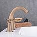 Beelee Deck Mounted Three Holes Double Handles Widespread Bathroom Sink Faucet, Antique Brass Finished